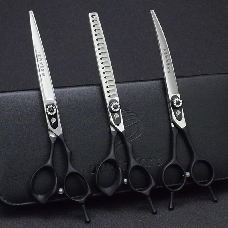 

7" Pet Straight & Thinning & Down Curved Scissors Pet Dog Gromming Scissors Kit Pet Cutting Scissors for Dog Cat Stainless Steel