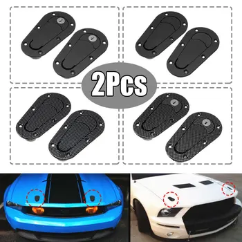 

2Pcs Racing Car Hood Pin With Keys Hood Lock Carbon Fiber Bonnet Latch Lock Kit Plus Flush Mount latch Kit Car Accessories