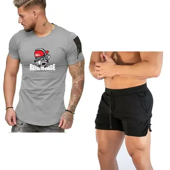 

2020New Tide Men Two Piece Sets zipper T Shirts + Quick-drying Shorts Suit Men Summer T-shirt Men High Quality Clothing