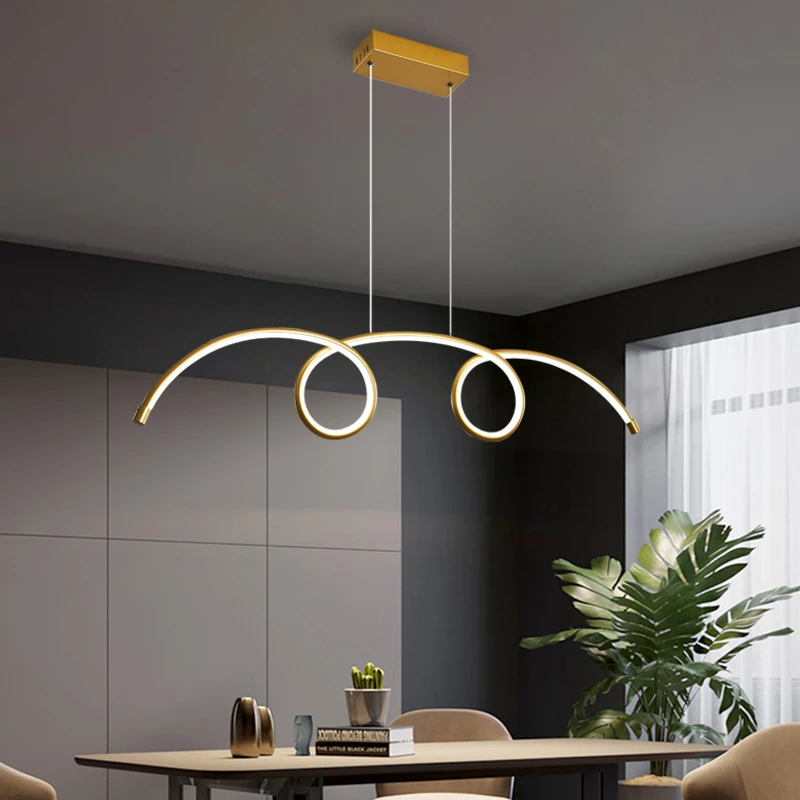 Luces Led colgantes para comedor, sala de estar, lámpara colgante moderna, iluminación interior, Oro Negro|Luces colgantes| - AliExpress