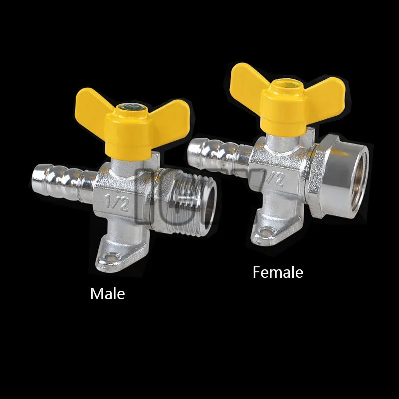 

1/2" inch DN15 male female thread Brass pointed nozzle Butterfly handle gas valve with base ball valve Natural Gas Valve