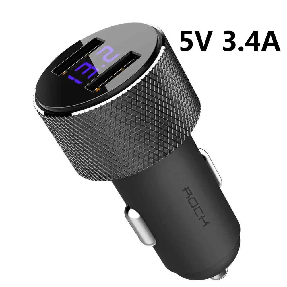 Автомобильное зарядное устройство 5 в 3,4 а с двумя usb-портами и цифровым дисплеем, универсальное автомобильное зарядное устройство для мобильного телефона Xiaomi samsung S8 iPhone 6 6s 7 8 Plus - Тип штекера: Европейский Союз (ЕС)