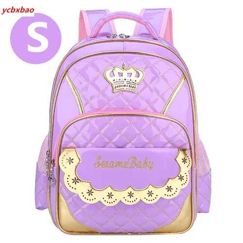 S purple 1-60Grade детские сумки для книг принцесса школьный ранец водонепроницаемые детские рюкзаки школьный ранец для девочек Корона рюкзак Mochila Infantil - Цвет: S purple
