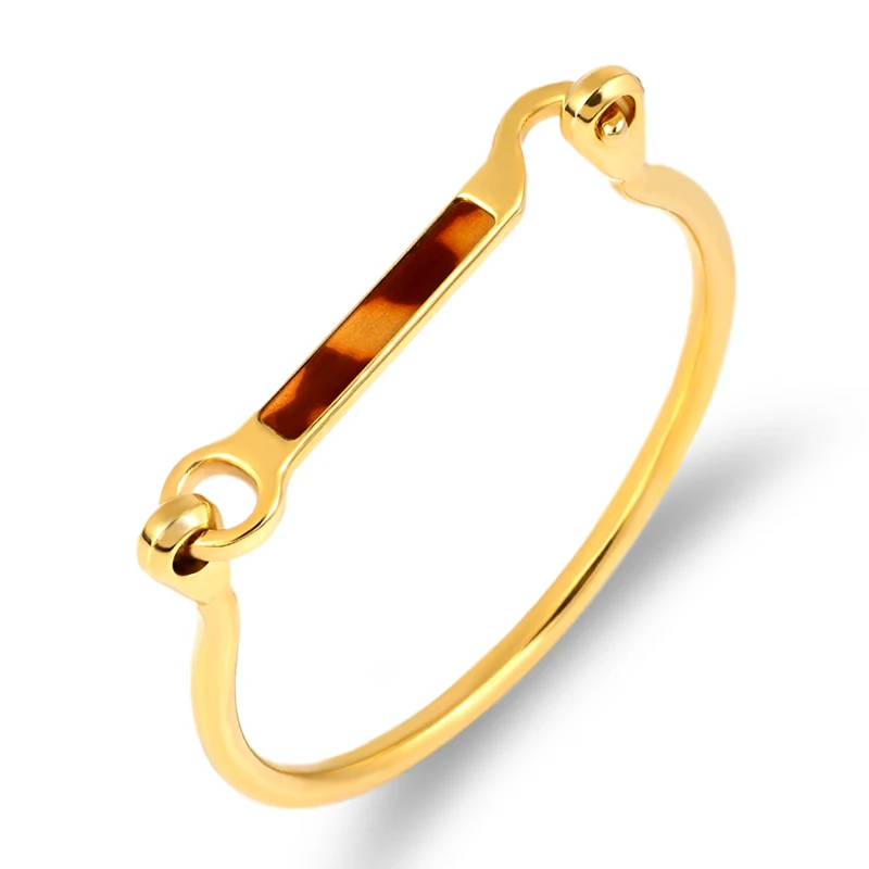 

Luxury D Shape Enamel Bangles & Bracelet for Women Classic Jewelry Stainless Steel Bracelet Gold Silver Color Bijoux Couple Gift