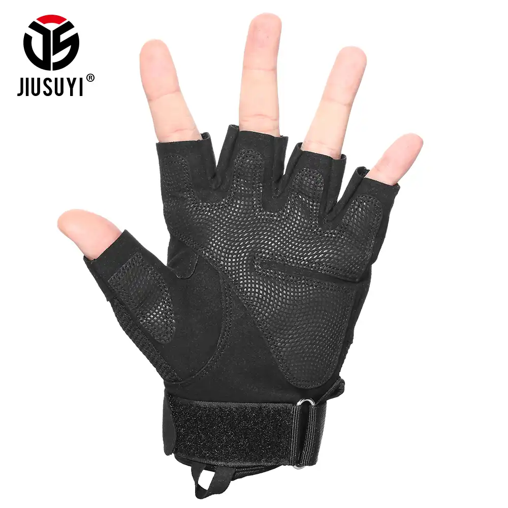 Black Military Tactical Fingerless Gloves Army Paintball Airsoft Combat