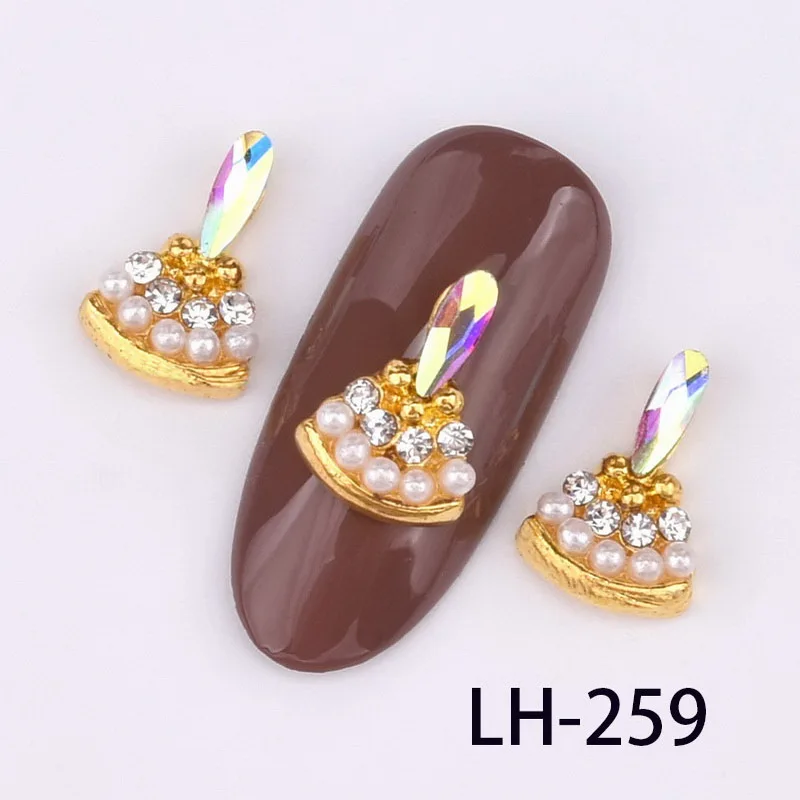 LH-259 10 шт. 3D нейл-арта украшения «сделай сам», блестящие стразы, сплав, жемчужный с драгоценными камнями заклепки дизайн ногтей Nail Art аксессуары LH250-261 - Цвет: LH-259