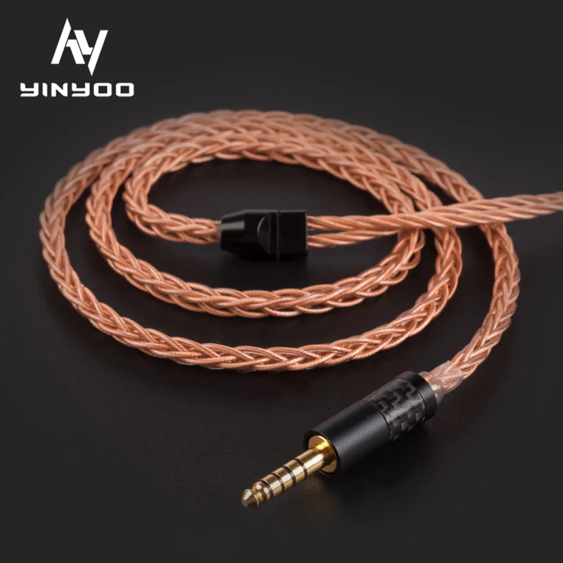 Yinyoo 8 Core Модернизированный High-end Single с украшением в виде кристаллов Медь кабель 2,5/3,5/4,4 мм с MMCX/2PIN разъем для KZ ZS10 AS10 BLON BL-03