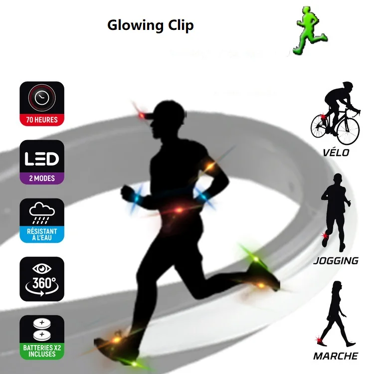Party Decoration Glowing Clip warning Clip TikTok Sport Outdoor Night Running Lights Riding Warning Flashing Light Shoe Clips