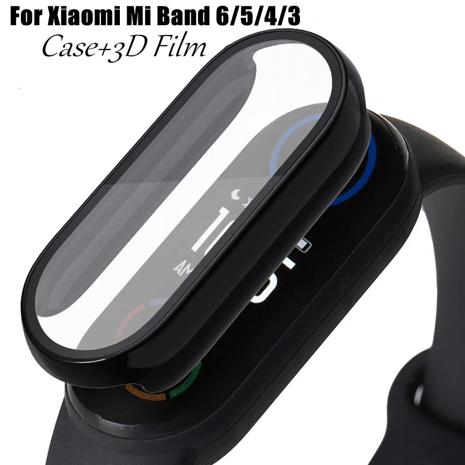 Чехол + 3D Защитная пленка для Xiaomi Mi Band 6 5 4 3 Полное покрытие Защита экрана Miband PC