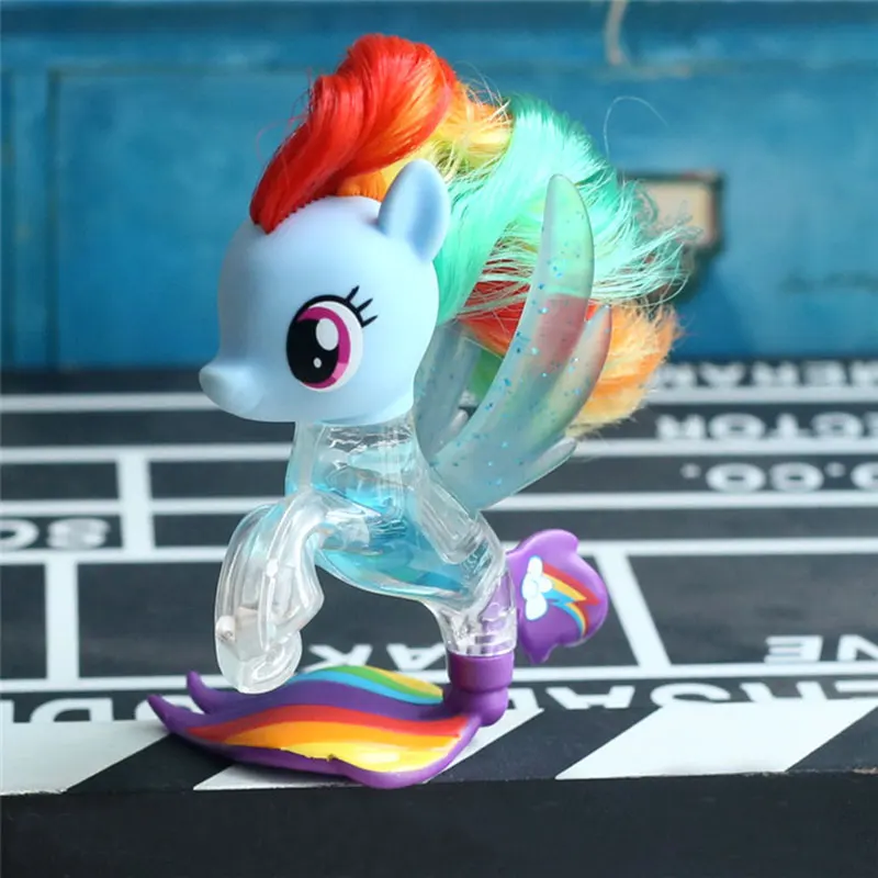 Куклы My Little Pony, фигурка, игрушка, блестящий пони, украшения, Радужный пони, Pinkiepie, Сумеречная искорка, принцесса, для девочек, игрушка Русалка - Цвет: Rainbow dash 8cm