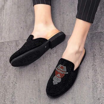 

Half Loafer Shoes For Men Leather Shoes Summer Slippers Casual Backless Loafers Male Mules Slip On Driving Shoes Flats Moccasins