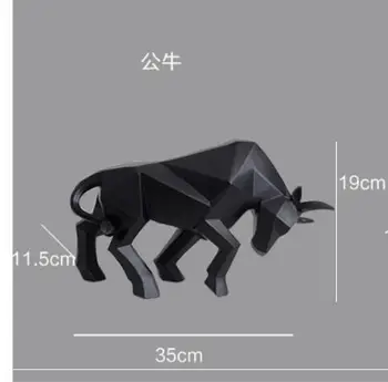 

Geometric Cattle Statue OX Bull Sculpture Ornament Abstract Animal Figurines Room Desk Decor Home Decoration Accessories Morden