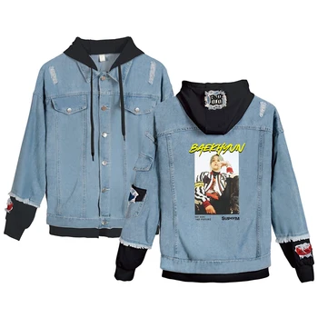

SuperM Kpop Harajuku Printed Korean Stylish Denim Jacket Fashion with Hoodies 2019 New Women/men Spring Autumn Denim Jacket