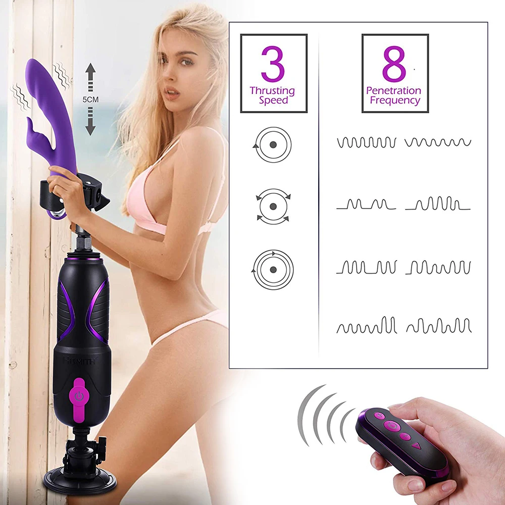G-Spot Vibrator Sex Machine with Suction Cup, Hismith KlicLok Pro Traveler Replaceable Thrusting Dildo with Remote Controller 3