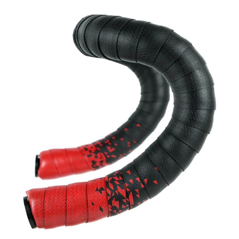 black red Новая дорожная лента для руля велосипеда комфортная противоскользящая EVA+ PU фиксированная передача велосипедная двухцветная лента для руля - Цвет: black red