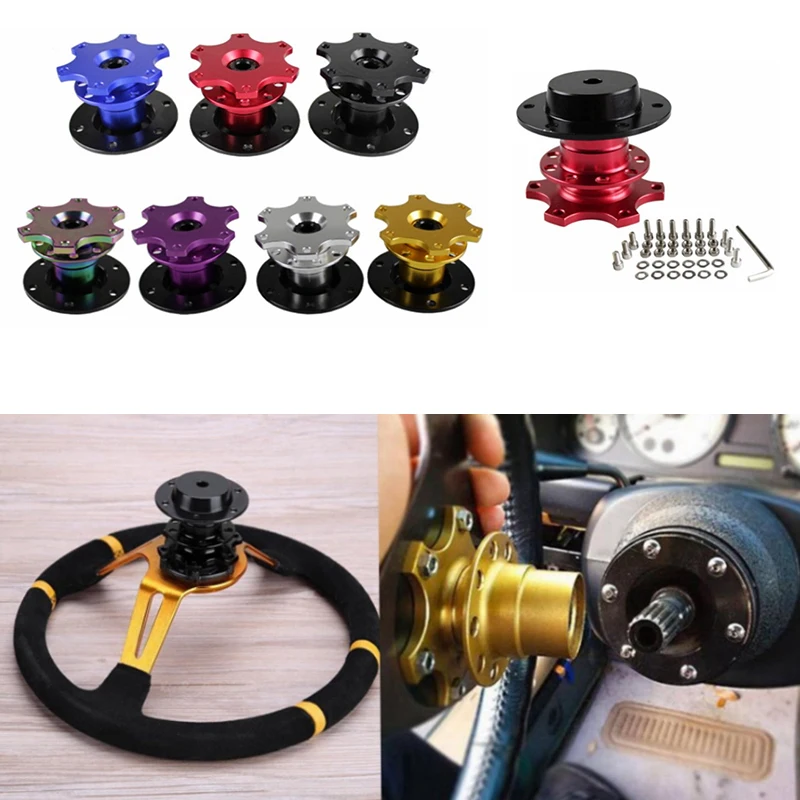 Auto Universal Steering Wheel Quick Release Hub Boss Kit Wheel Hub Adapter 6 hole Steering Wheel