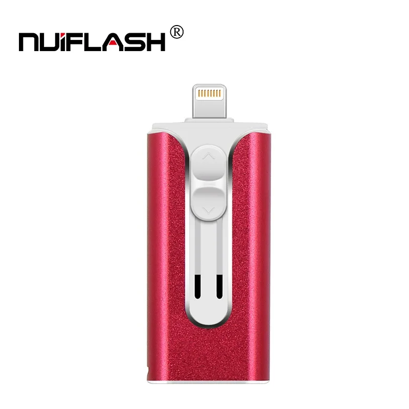red Cle usb 32 Гб 3 в 1 флеш-накопитель для iPhone usb палочки флеш-накопитель memoria usb Мобильный Micro USB флеш-накопитель 64 Гб 128 ГБ usb - Цвет: red
