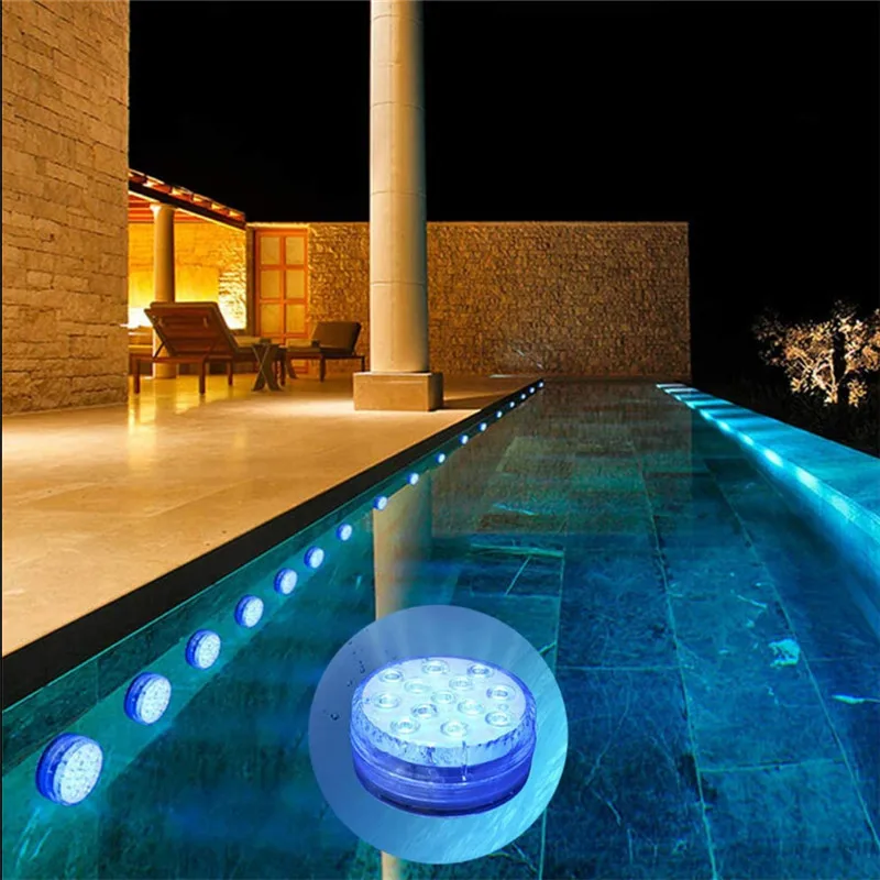 2pack Pool Lights Submersible Led Lights Waterproof and Weatherproof Double Seal Pond Lights with Stable Magnets and Suction Cups 21-Key RF Remote Fit for Party Bathtub Wedding Garden Decor 
