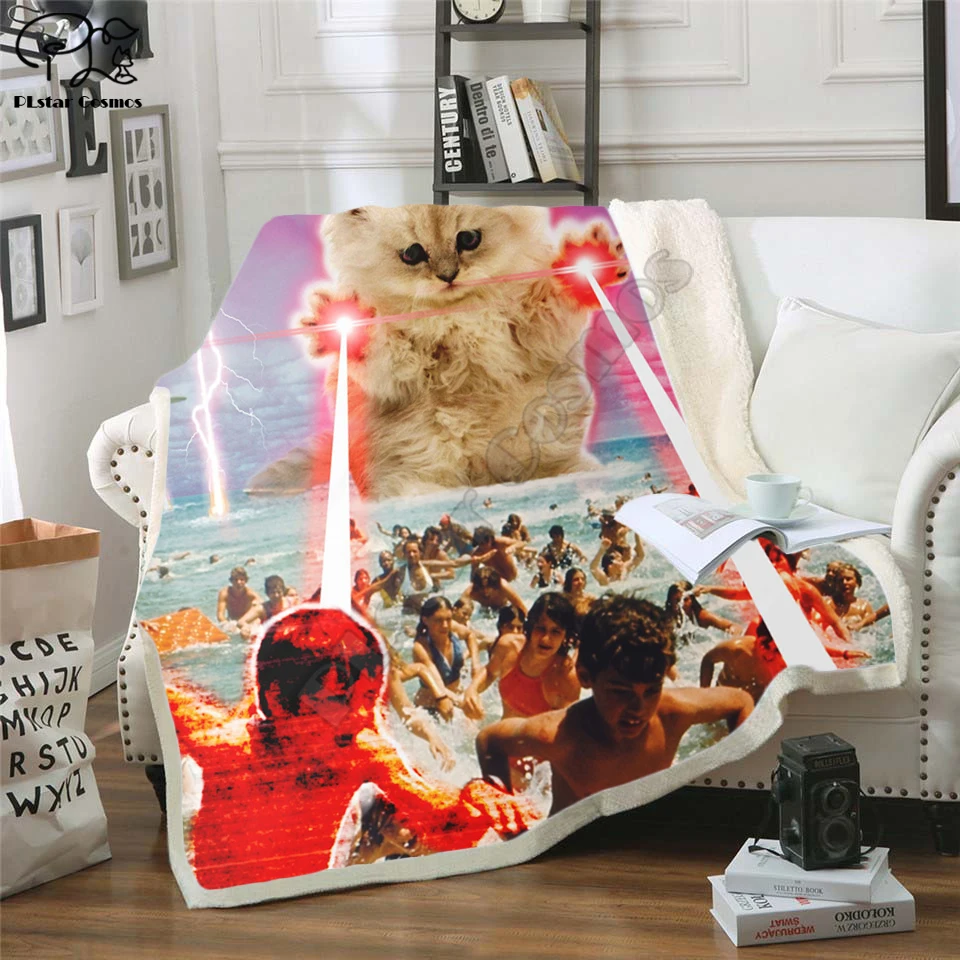 Пушистое Флисовое одеяло для кошек плюшевое 3d принтованное взрослых диван шерпа
