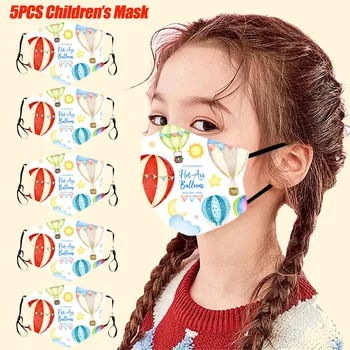 

5pc Masks 11 Patterns Kids Children Animal Balloon Rainbow Print Cotton Mouth Masks Washable Reusable Face Masks Mouth Cover