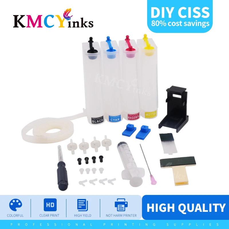 KMCYinks DIY СНПЧ для 4 цветных принтеров HP 301 301XL чернила DeskJet 1050 2050 3050 2150 1510 2540 принтер