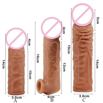 3 Types Penis Extender Sleeve Reusable Condoms Sex Toys For Men Delay Ejaculation Cock Lock Sperm Sex Goods For Adults 5