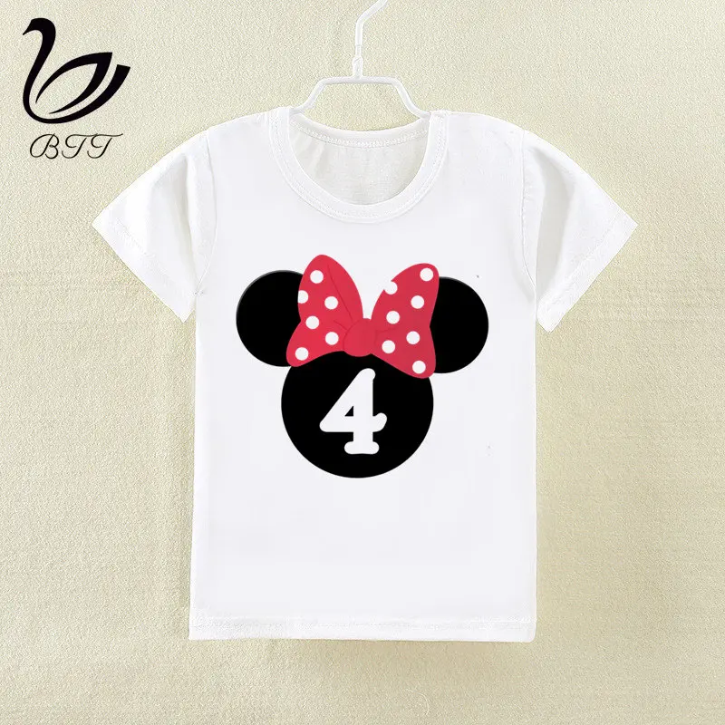 Детская футболка детская футболка с рисунком Микки Мауса и цифрами на день рождения для детей от 2 до 10 лет Детские топы с подарком на день рождения - Цвет: C