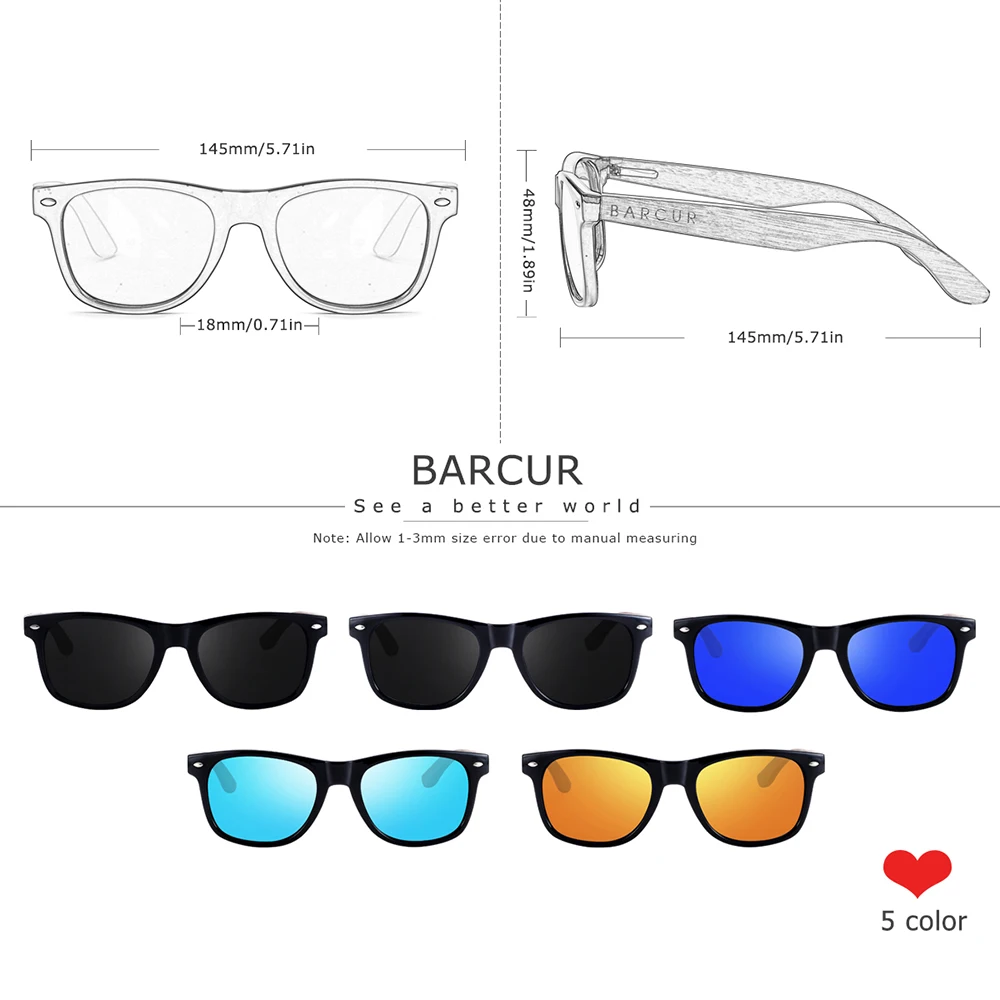 Мужские солнцезащитные очки BARCUR в деревянном футляре|uv 400|men glassesprotective eyewear |