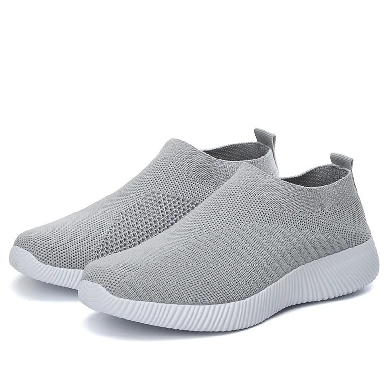 Flat Shoes Women Sock Sneakers Fashion Ladies Slip on Loafers Spring Vulcanize Shoes Female Air Mesh Sneakers Tenis Feminino - Цвет: gray