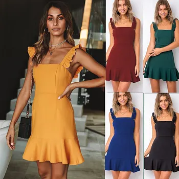 

BacklakeGirls 2020 Holiday Style New Sexy Sleeveless Dress Women Spaghetti Strap Pleated Beach Dress