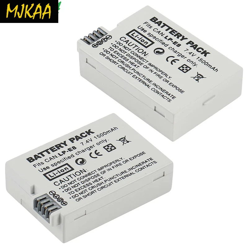 2 упаковки 7 В 1800 мАч LP-E8 LP E8 LPE8 литий-ионная батарея для камеры Canon EOS 600D 650D 550D 700D T4i T5i