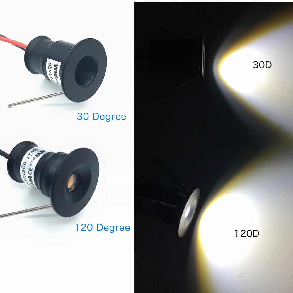1W IP65 Small LED Downlight Ambient Spotlight 12V Mini Spot Ceiling Bulb Light for Stairs Walkways Courtyards Cabinet Corridor