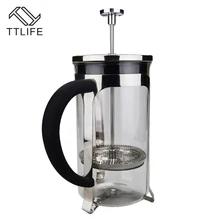 TTLIFE 0.35L/0.6L Нержавеющая сталь Французский пресс-горшок кофе Плунжер чай заварки с фильтром боросиликатного стекла кофейная посуда