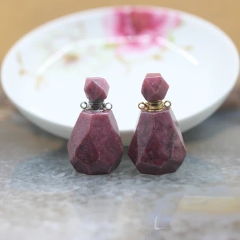 

Cut Rhodochrosite Essential Oil Diffuser Vial Pendants,Faceted Pink Gems Stone Perfume Bottle Necklace Charms Girl Gifts Jewelry