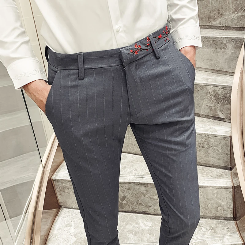 Business Formal Wear Striped Pants Men 