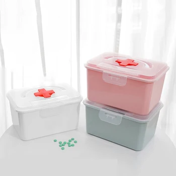

Household Medicine Box Large Capacity Medicine Pill First Aid Box Medical Care Storage Box Family Handle Portable Organizer