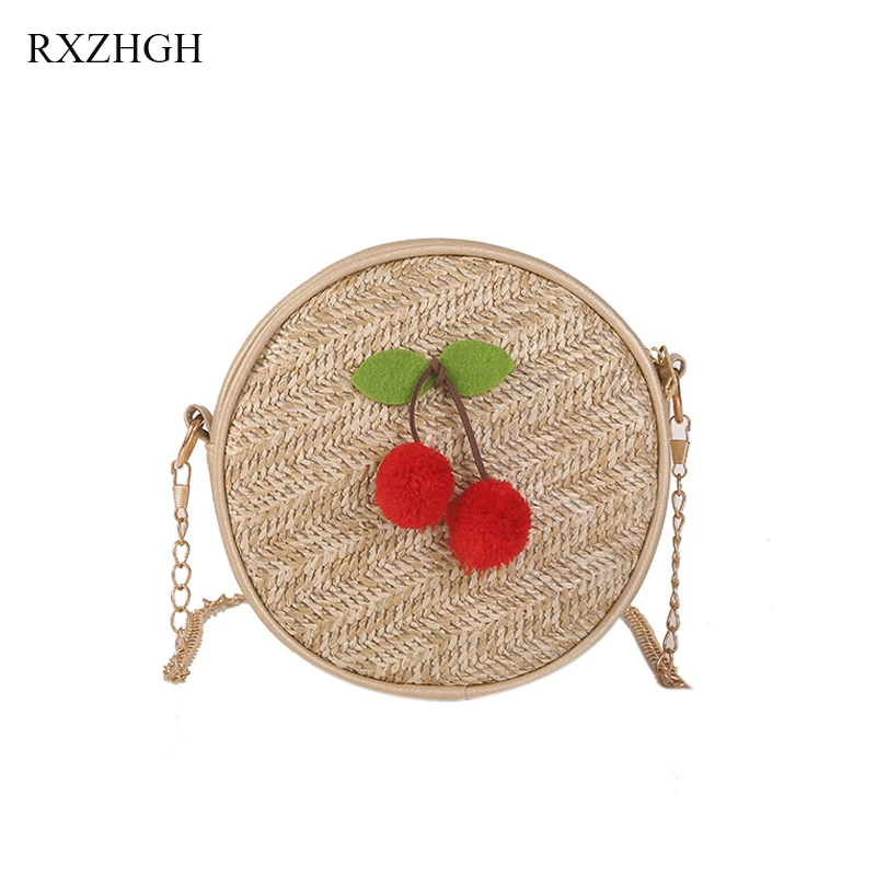 

2019 Round Straw Bags Women Summer Rattan Shoulder Bag Handmade Woven Beach Cross Body Bags Circle Bohemia Handbag X143