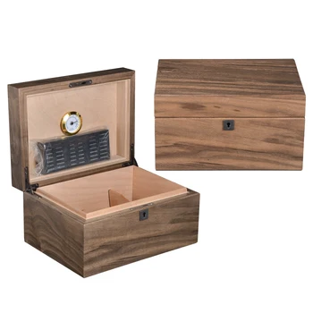 

Large Capacity Cigar Box with Hygrometer and Humidifier Moisturizing Box Cigarette Storage Organizer Cedar Wood Handmade