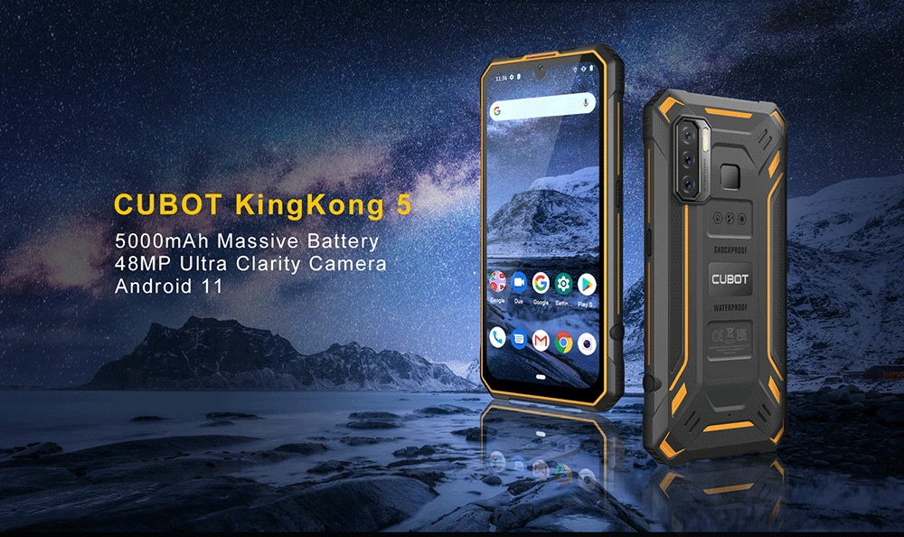 motorola moto g cell phone New Cubot KingKong 5 Smartphone 5000mAh Rugged Phone IP68 Waterproof 48MP Triple Camera Android 11 NFC 4GB+32GB FACE ID Unlock 3g android phones