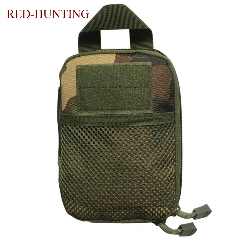 Left Right Camo Mini Tactical Molle EDC Compact Pocket Organizer Pouch - Color: woodland camo