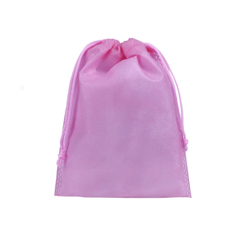 50pcs 핑크 부직포 Drawstring 가방 의류 및 신발 방진 열 씰링 부직포 가방 환경 Drawstring 가방
