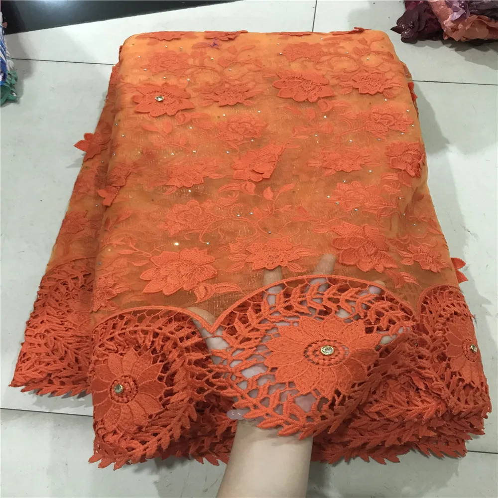 Good quality big pary polyester tulle net flower lace embroidered fabric lilac color - Цвет: 6