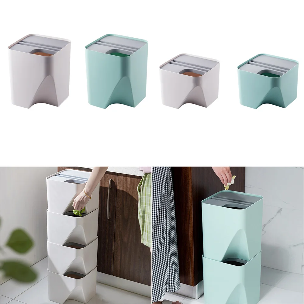 

Kitchen Trash Bin Multi-Function For Recycling Trash Bin Stacked Household Waste Sorting Dry Wet Separation Trash Bin For Home