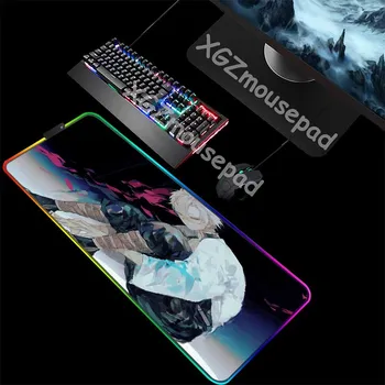 

XGZ Large RGB Gaming Mouse Pad Black Lock Edge Classic Pop Cartoon HD Office Computer Keyboard Desk Mat Rubber Stripe Non-slip