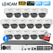 LOXCAM H.265+ 16CH 4K POE NVR комплект 5MP система видеонаблюдения 5MP аудио Крытый Открытый Антивандальный безопасности ip-камера видеонаблюдения комплект