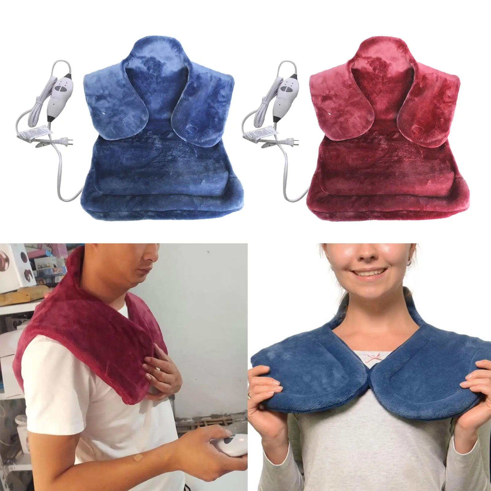 Wearable Electric Heating Pad for Neck and Shoulders, Heating Pad for Back Pain with Auto Off, 3 Temperature Settings