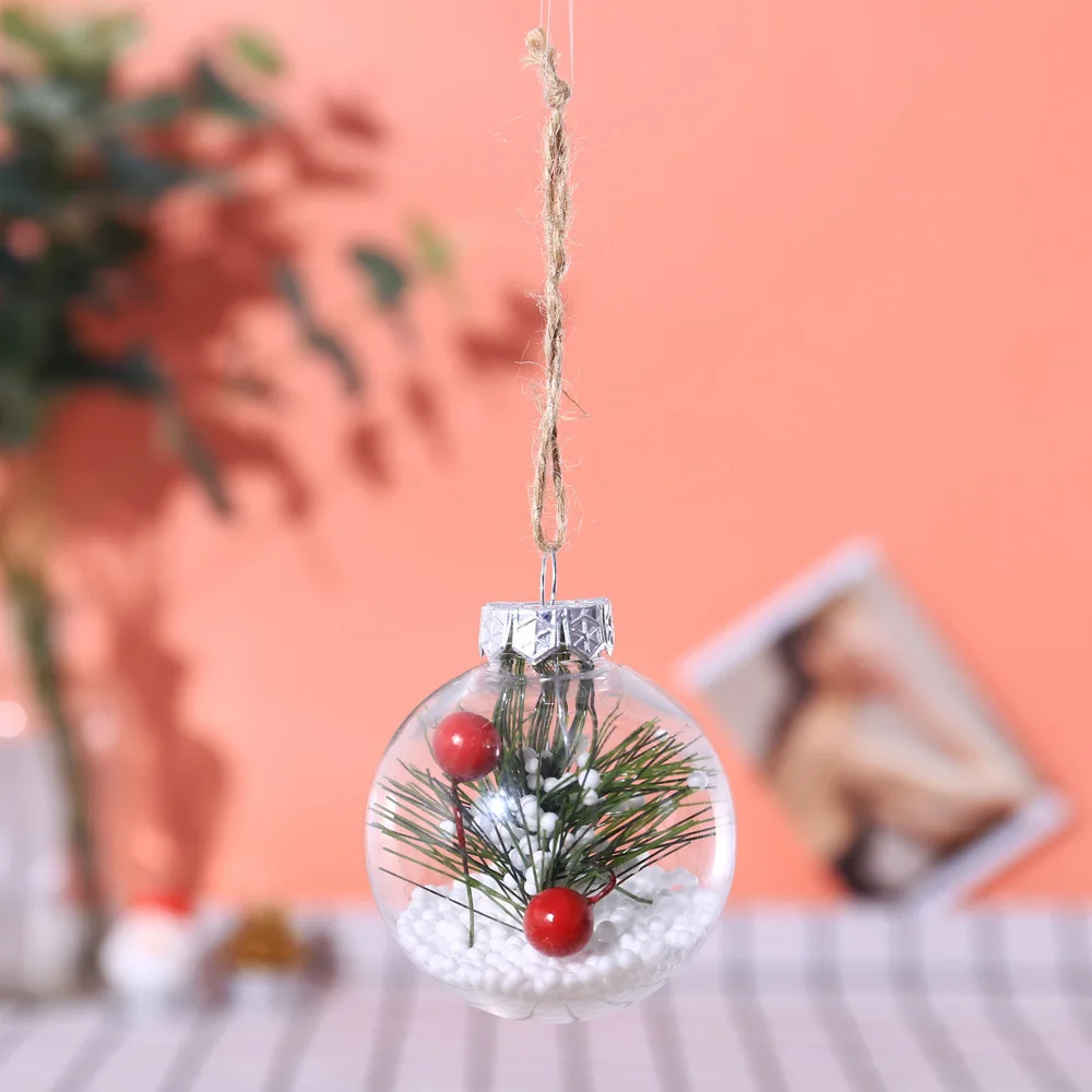 B-Christmas Tree Decorations Ball Transparent Open Plastic Clear Bauble Hanging Ornament Gift Present Box Decoration