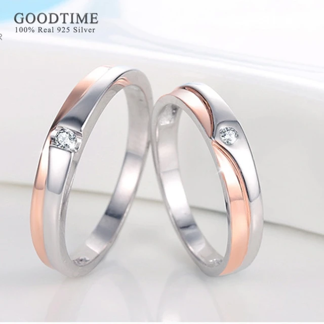 His & Hers Ring Sets Titanium sets His & Hers Couples Ring Set Titanium &  IP Rose Gold Wedding Bands 5&7mm at Elma Jewellery Mobile Site