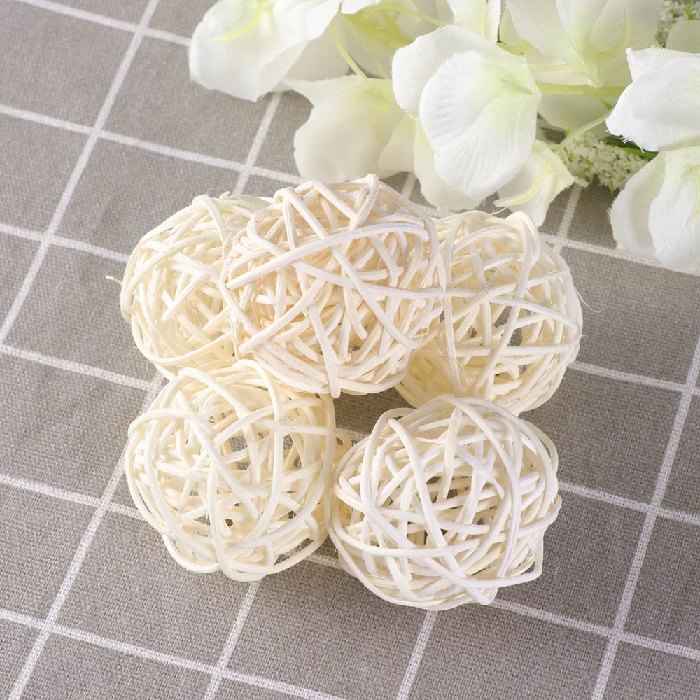 15pcs Wicker Rattan Wedding Christmas Party Hanging Decoration Ry Mobiles 3cm 4cm 5cm White Party Diy Decorations Aliexpress