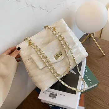 

Quilted Embroidery Thread Large Capacity Shoulder Bag Women's Bag 2020 New Style Fashion Chain Shoulder Bag Tote Bag Sac Bols